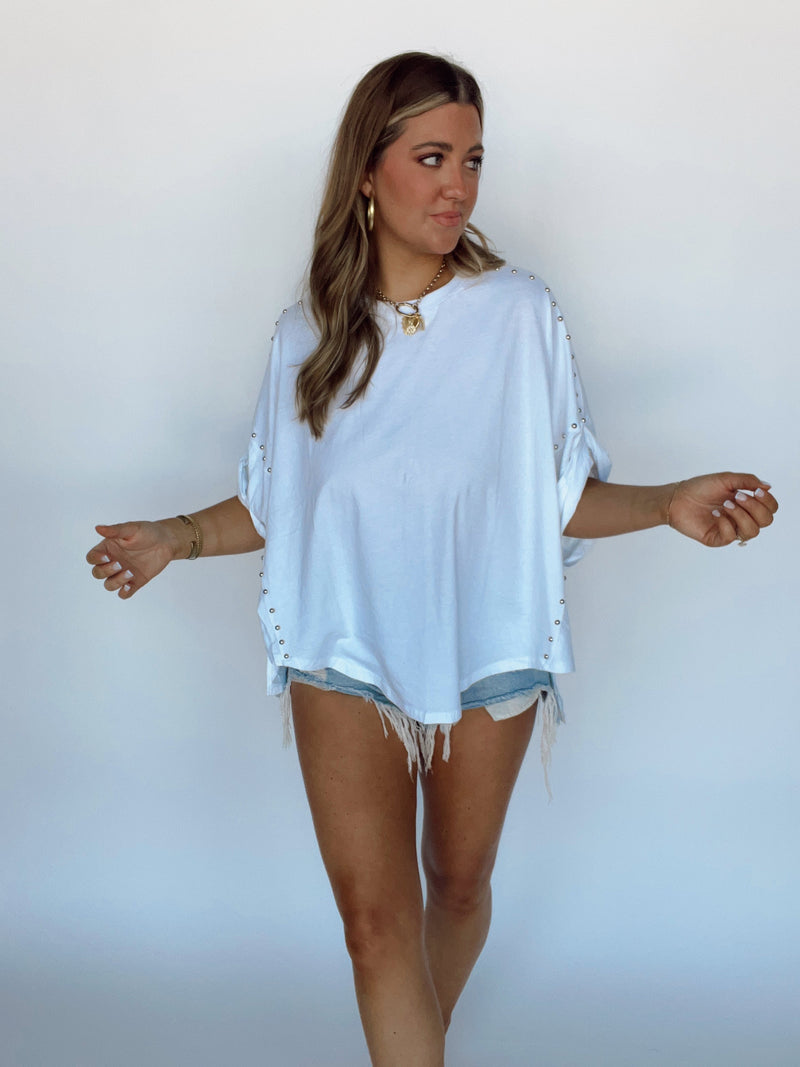 The Studded Marleigh Top | WHITE