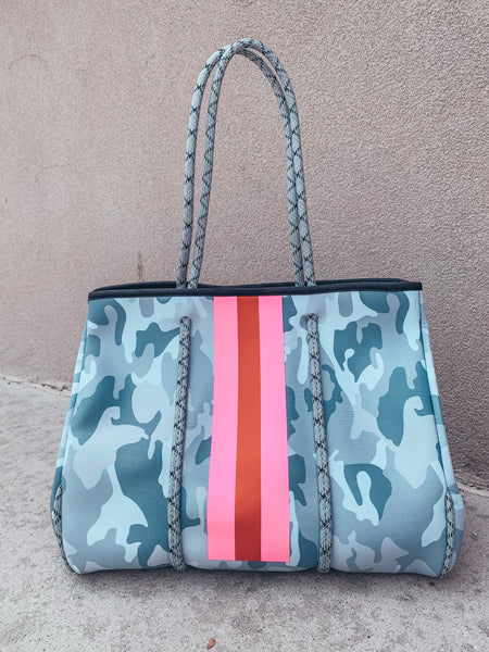 Grey Camo Neoprene Tote Bag – Jess Lea Boutique