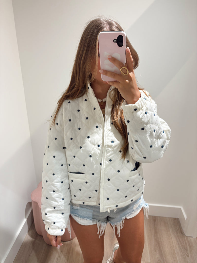Navy Polka Dot Puffer