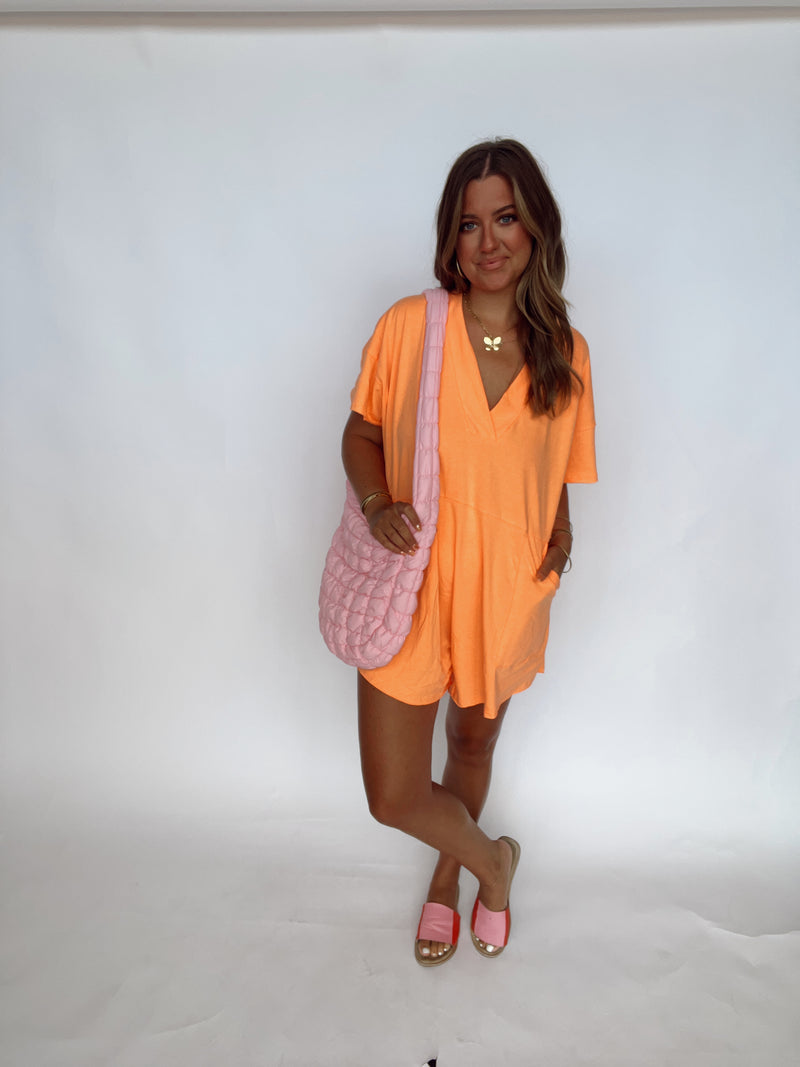 Neon Orange T Shirt Romper