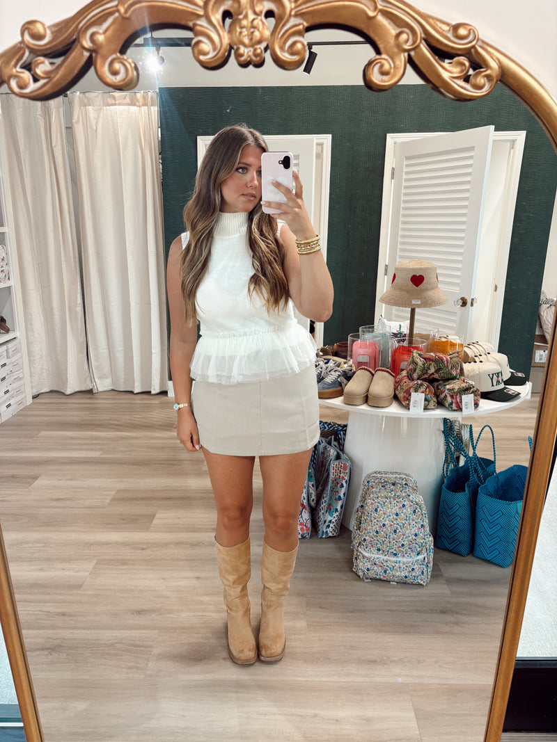 Taupe Linen Skort