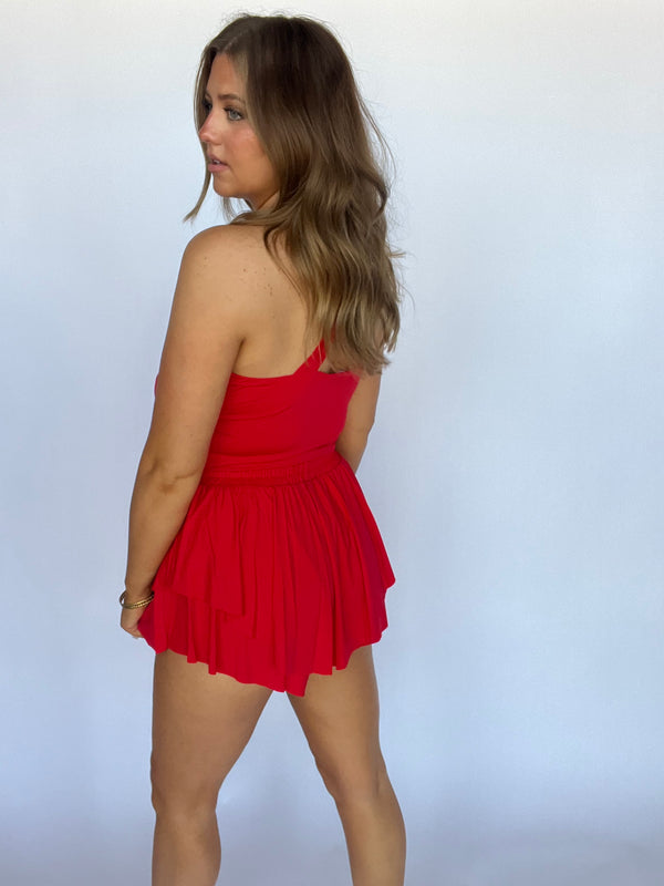 The Rebecca Active Romper Dress | RED