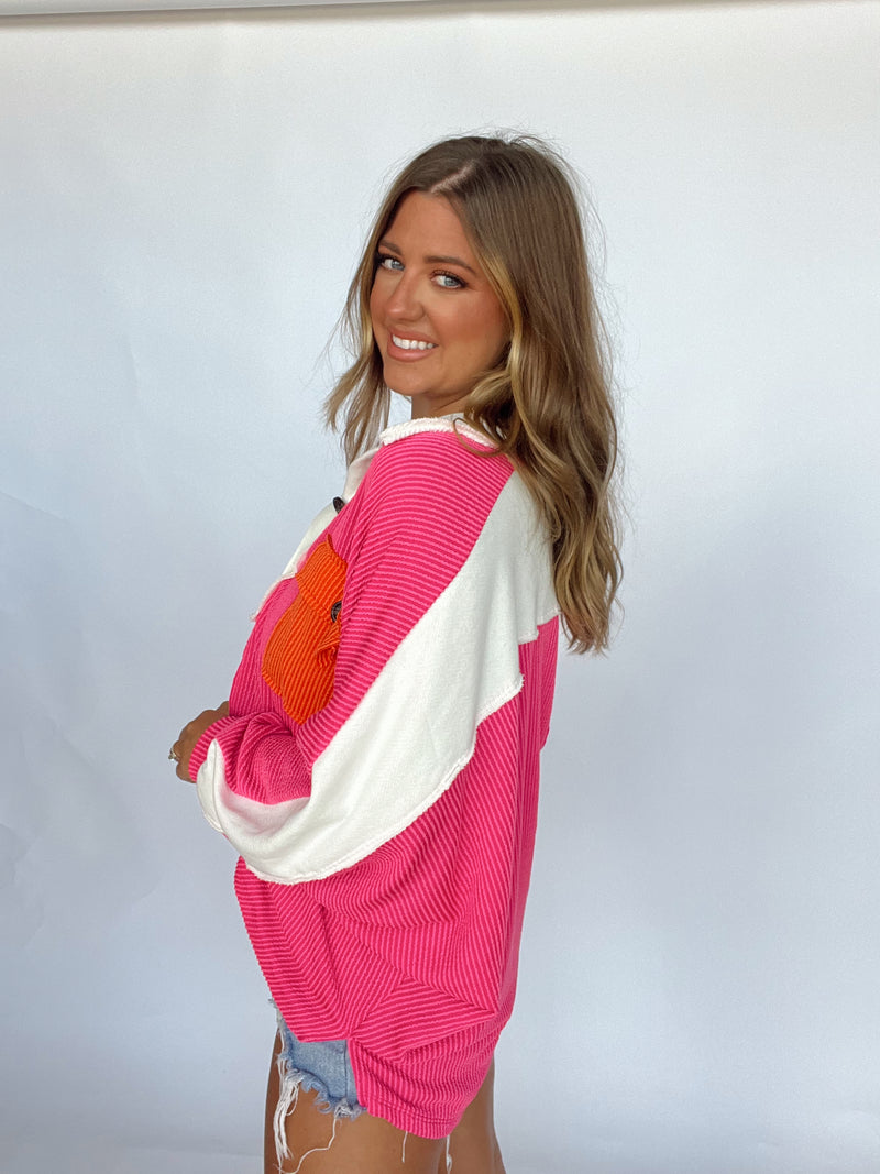 Pink Colorblock Pullover