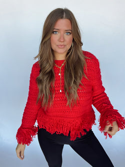 Red Fringe Sweater