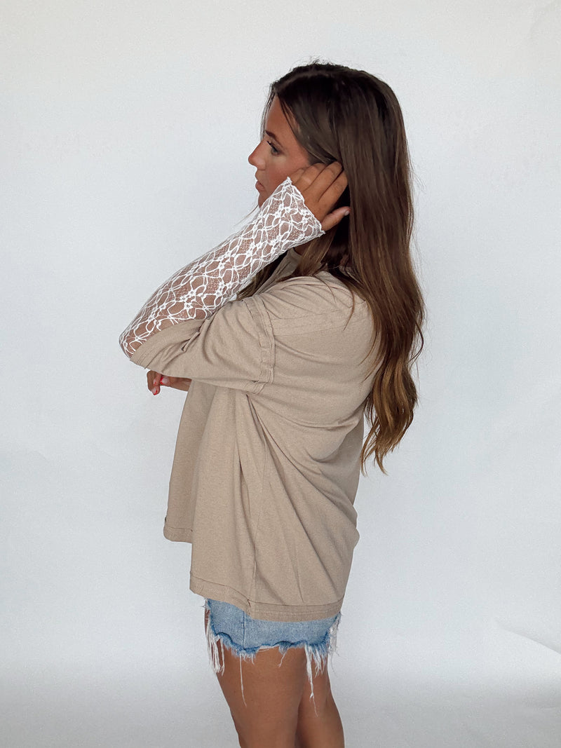 Lace Raw Hem Tee