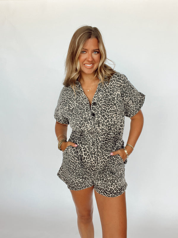 Denim Cheetah Romper