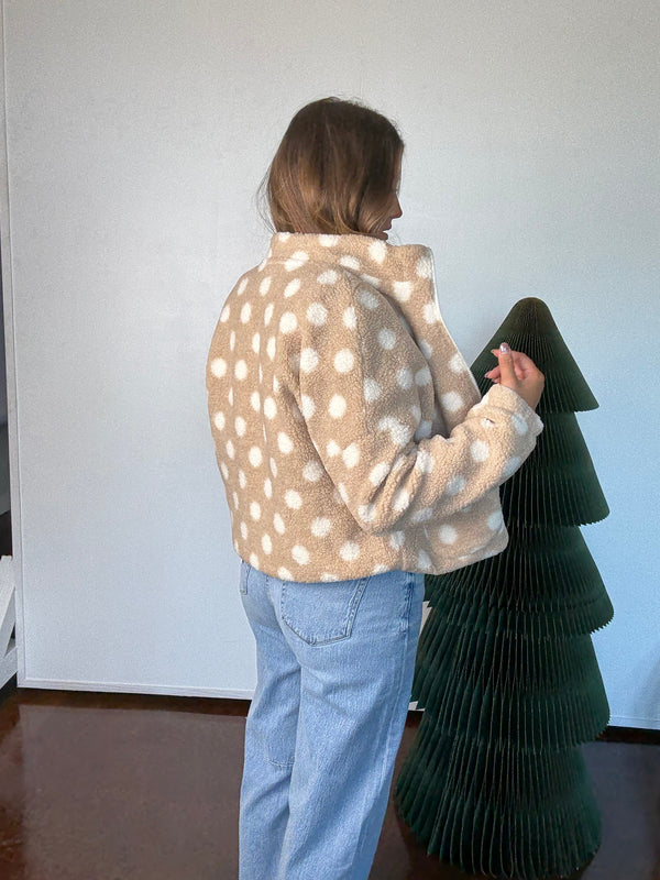 Tan Polka Dot Sherpa Jacket