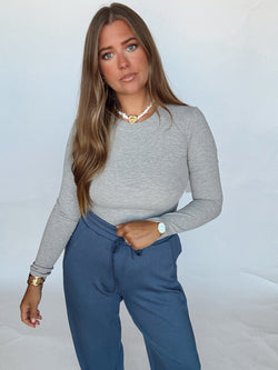 Grey Ribbed Long Sleeve