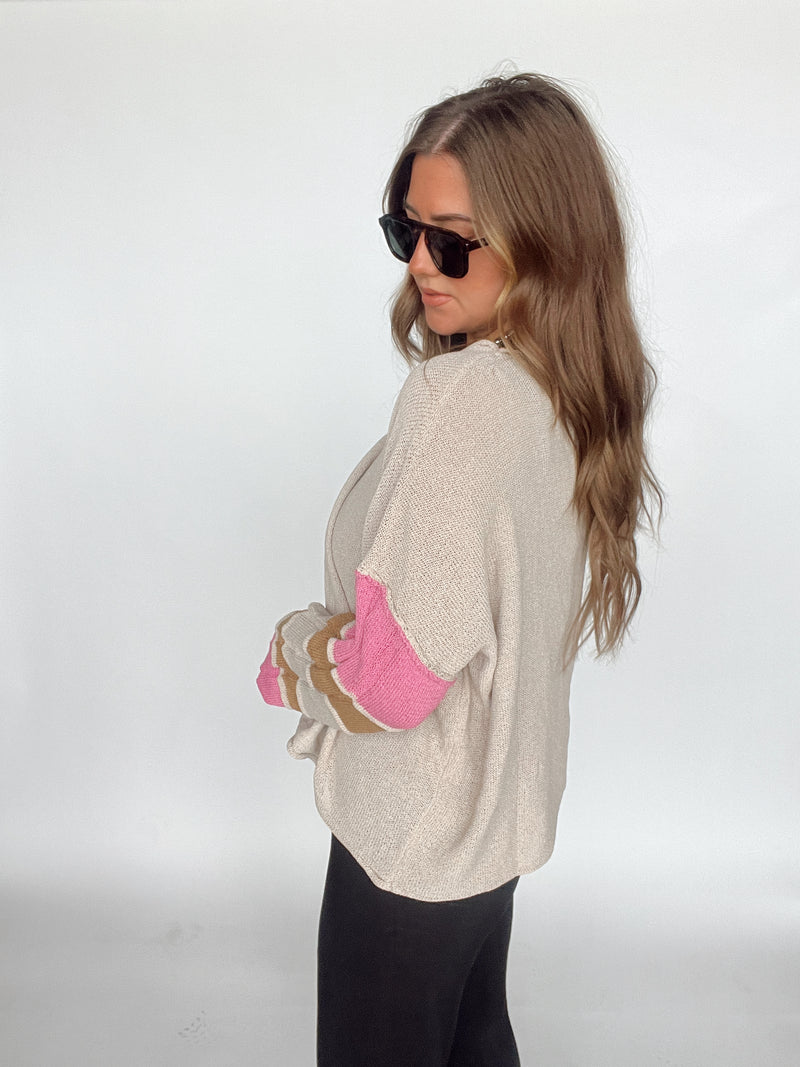 Taupe/Punch Sweater