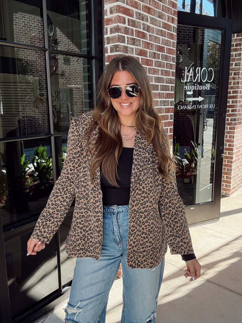 Cheetah Denim Blazer