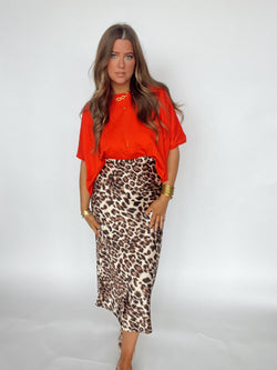 Leopard Silk Skirt