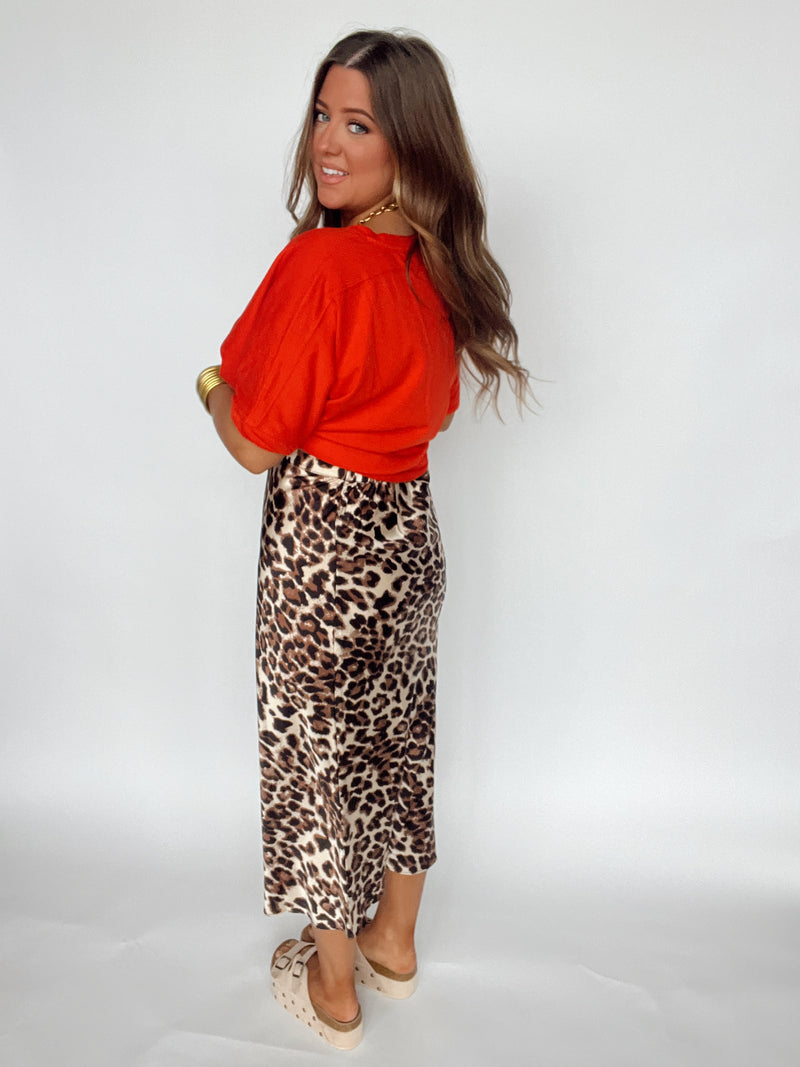 Leopard Silk Skirt