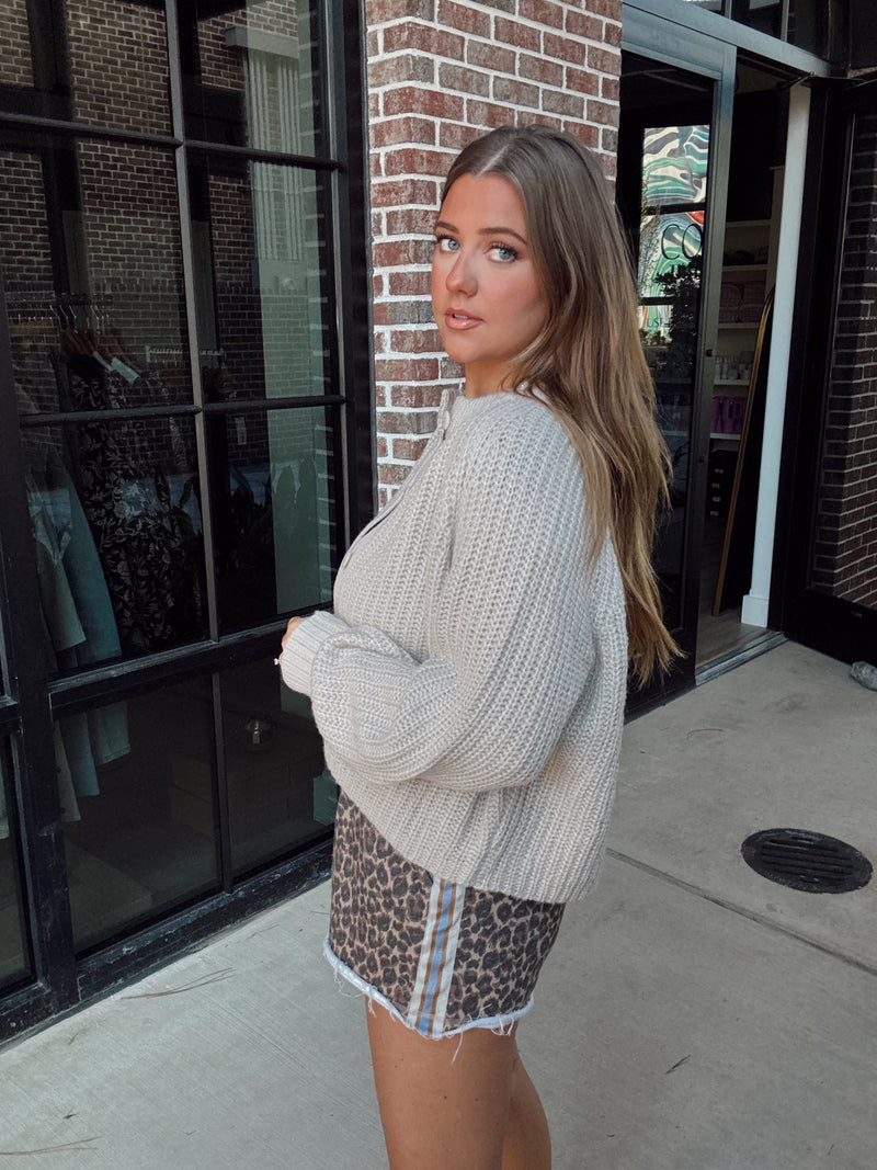 Taupe Knitted Cardigan