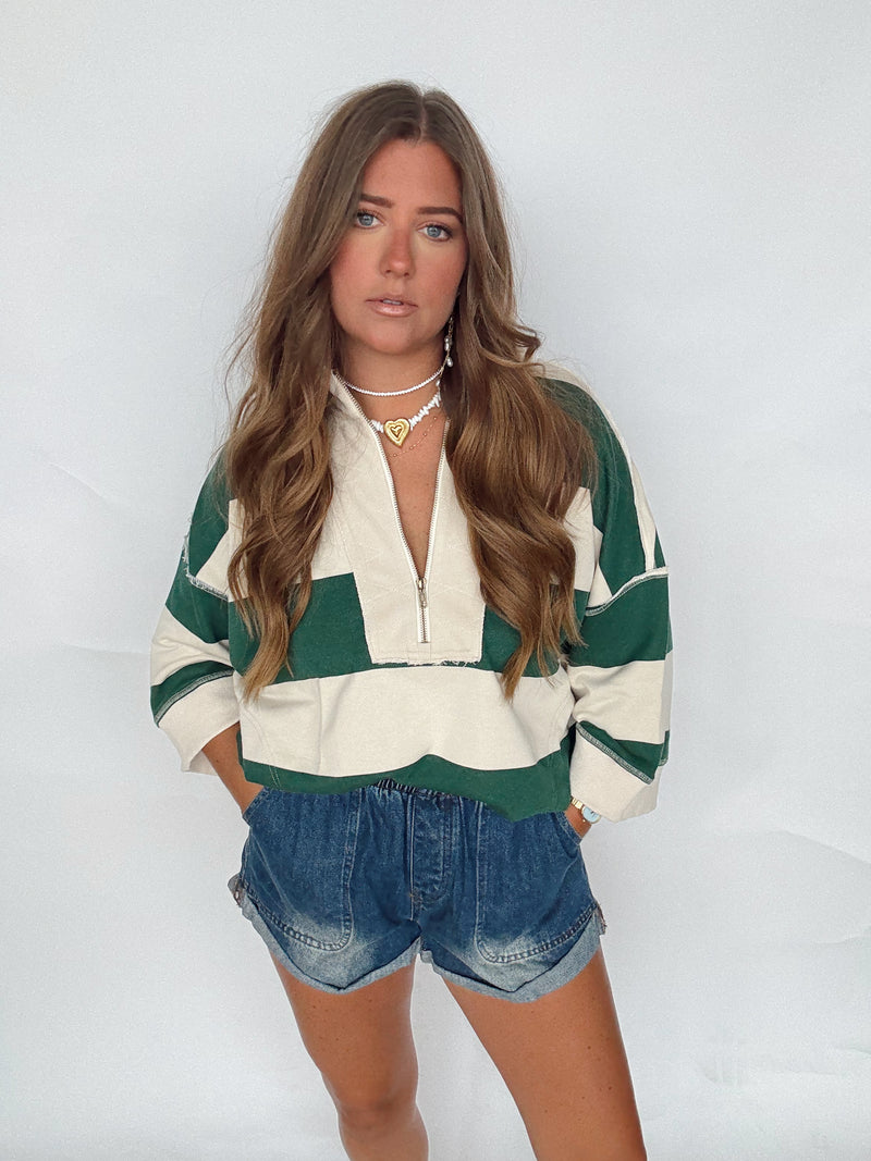 Bold Striped Half Zip