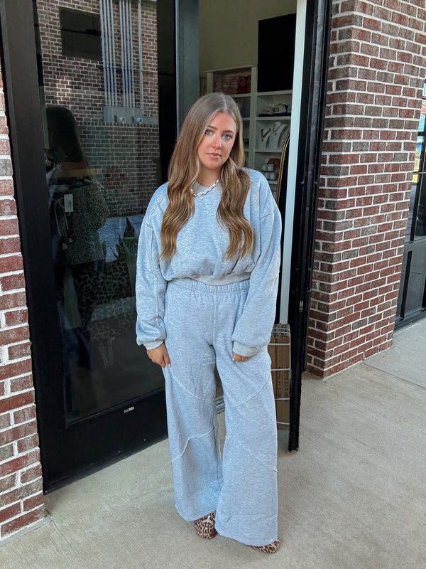 Grey Flare Sweatpant Set