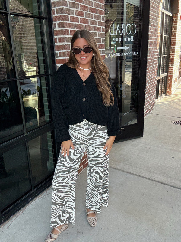 Zebra Print Straight Pant