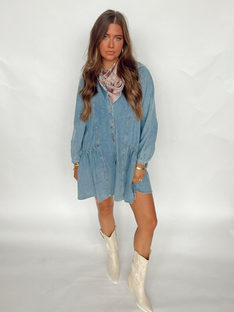 Denim Pleat Dress