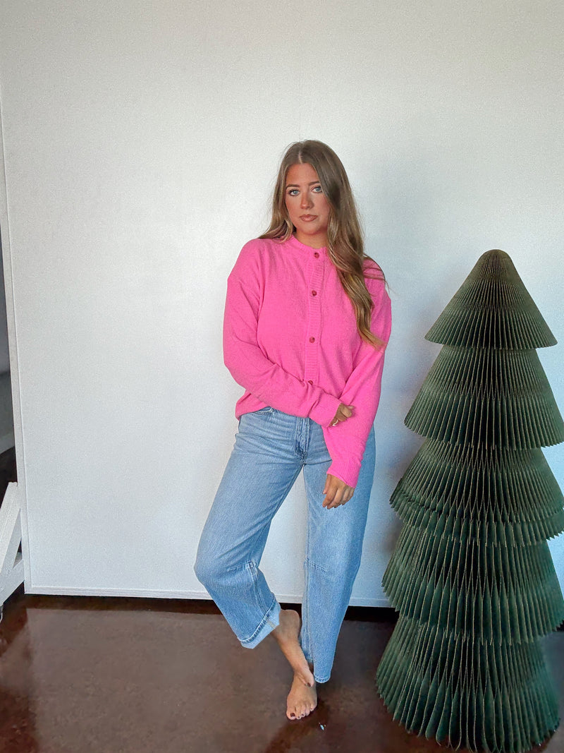 Pink Button Up Sweater