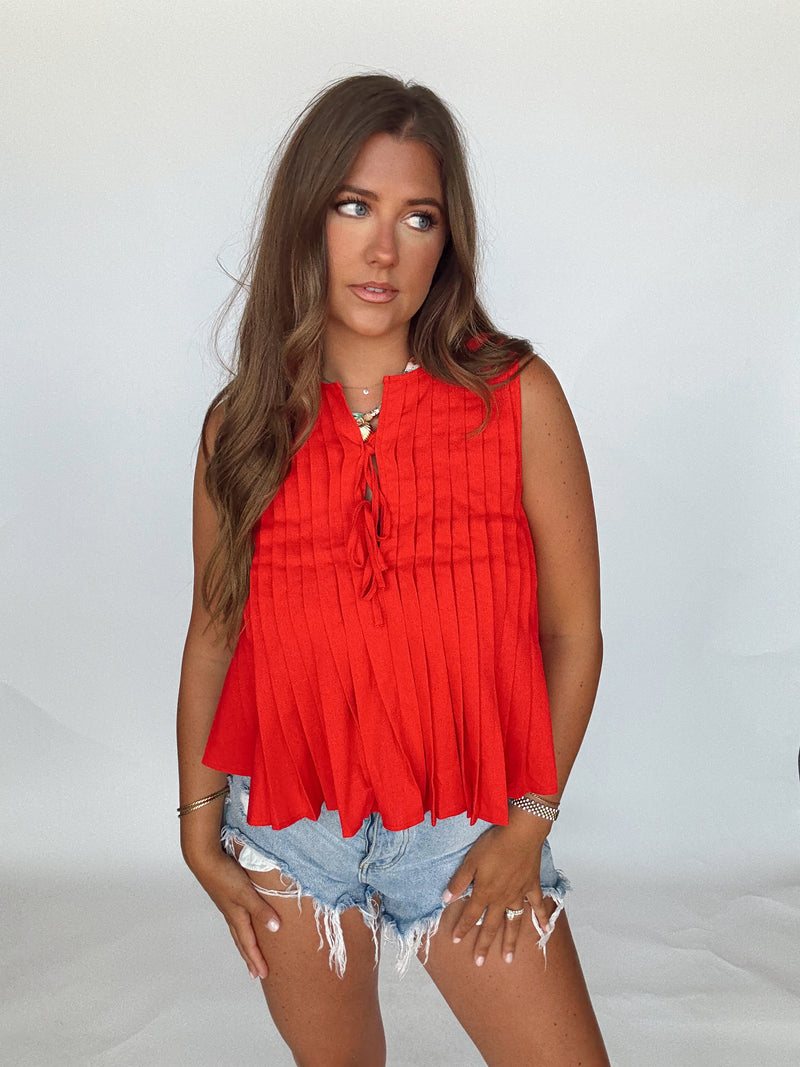 Pleated Tank | Tomato