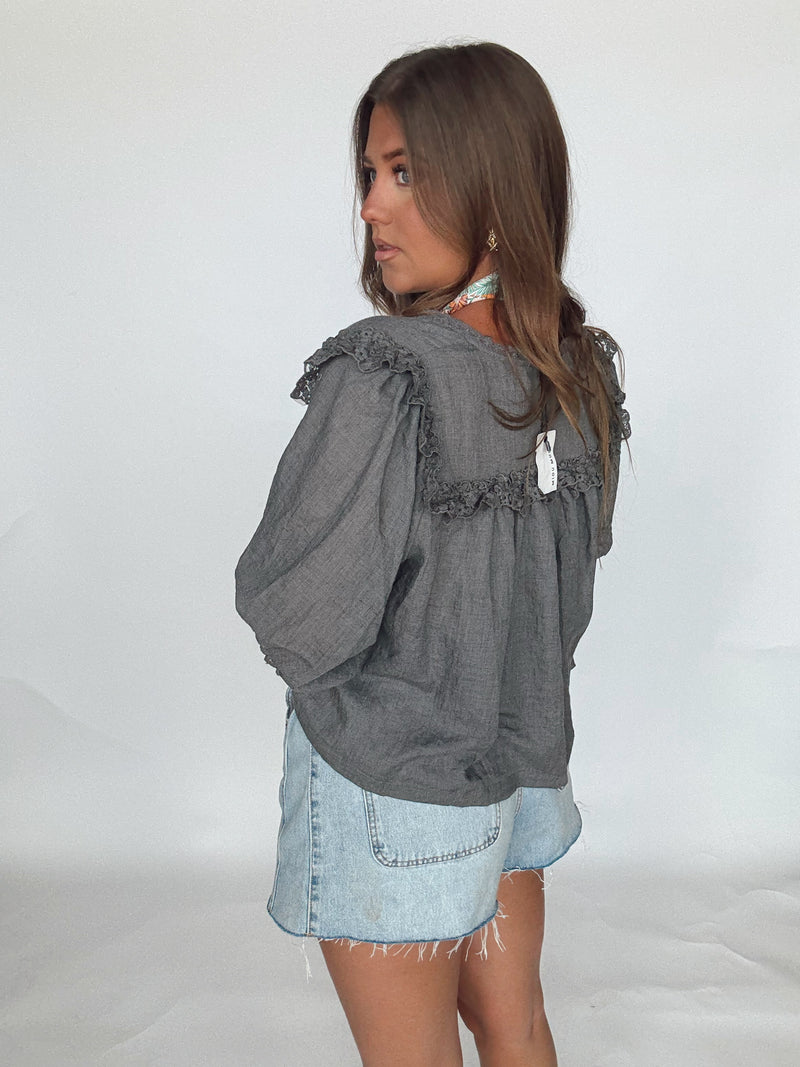 Lace Picnic Top| Charcoal