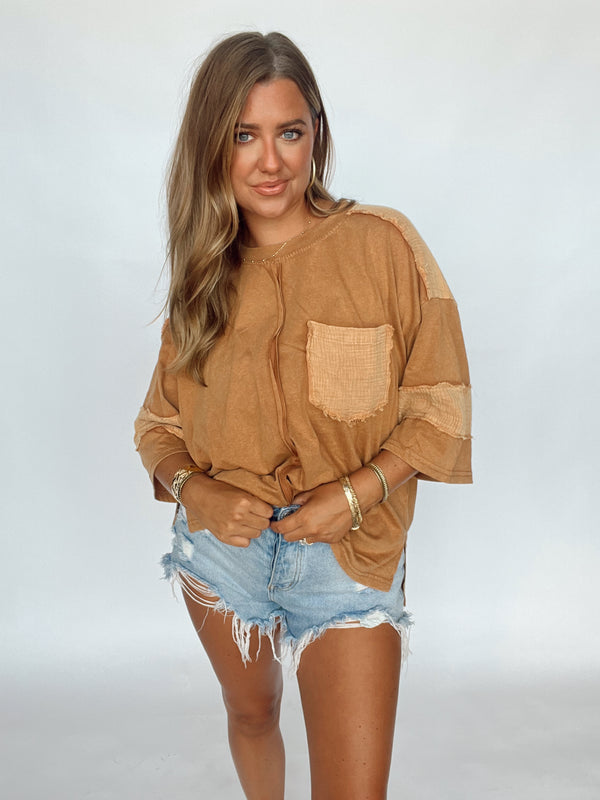 Taupe Edge Detailed Top