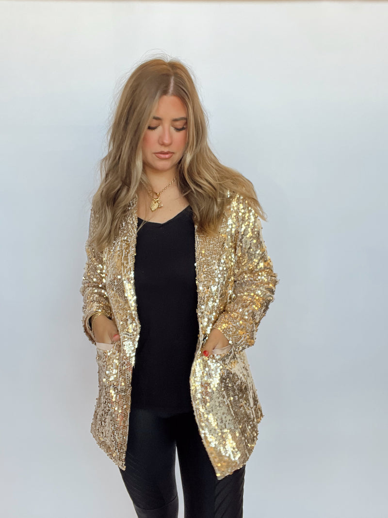 Womens gold sale sequin blazer