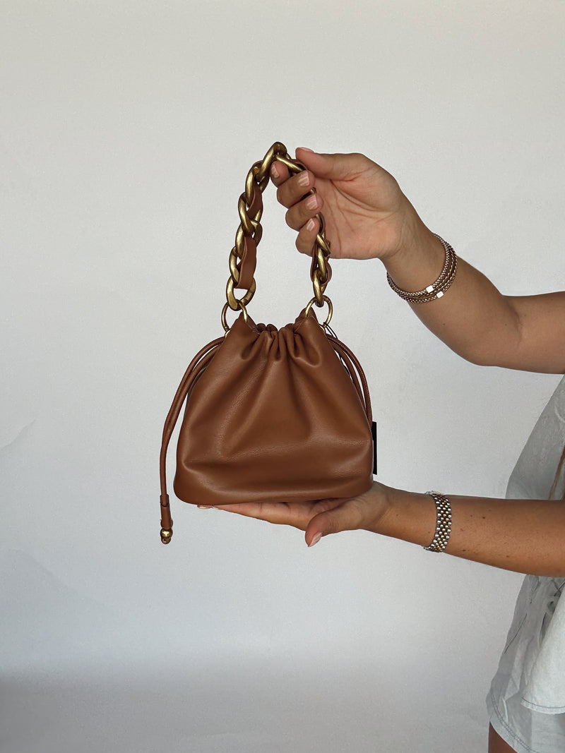 Chocolate Leather Bucket Bag