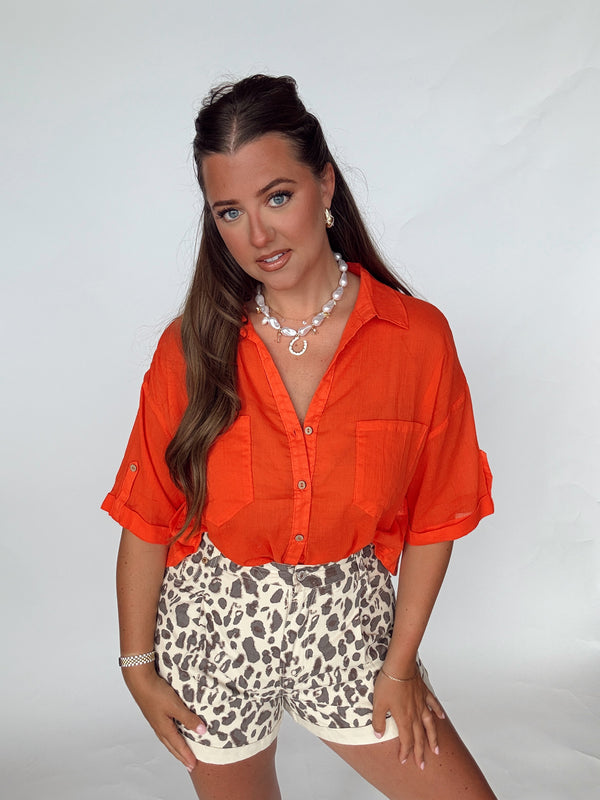 Red Linen Lightweight Top