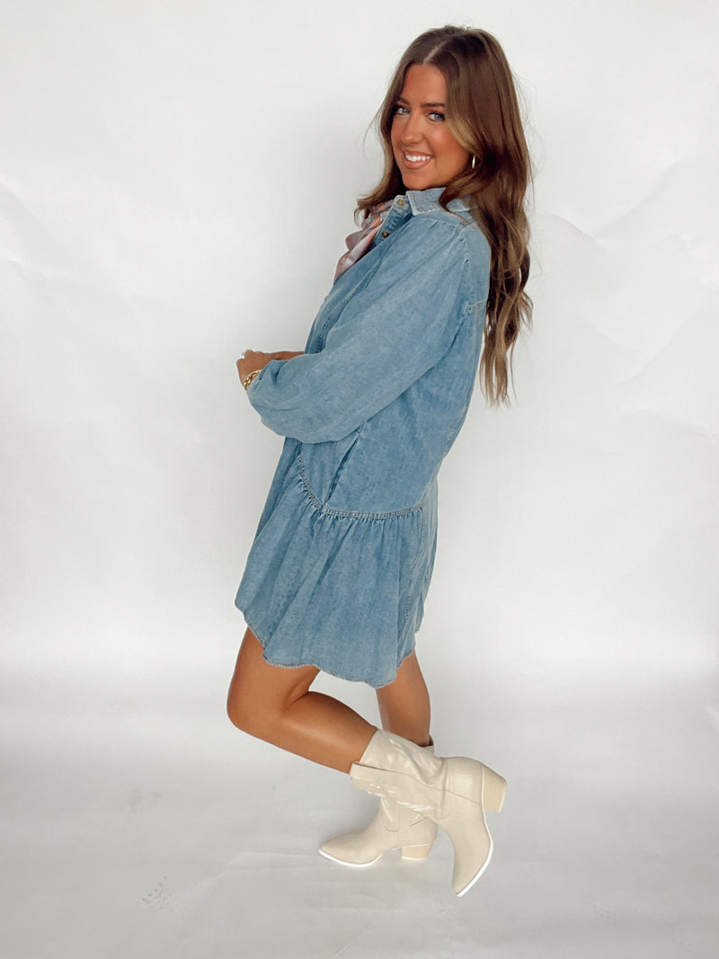 Denim Pleat Dress