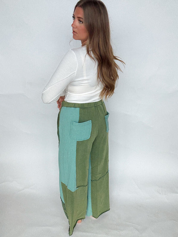 Green Colorblock Pant