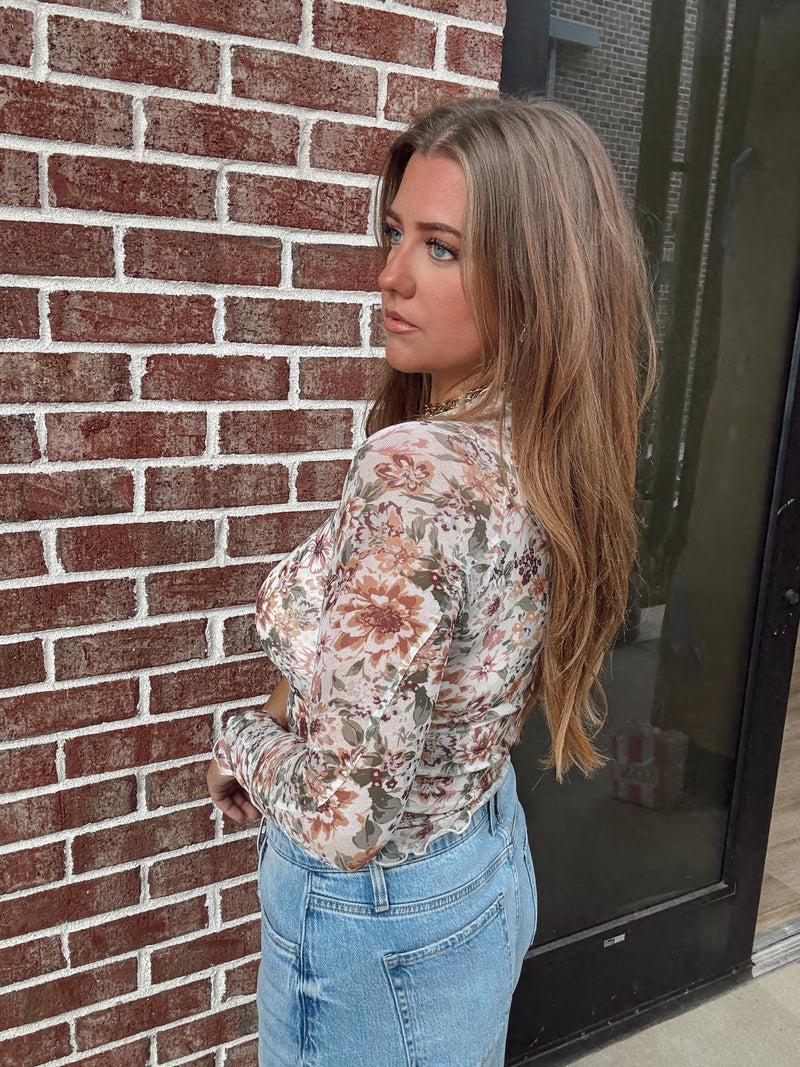 Light Mesh Floral Top