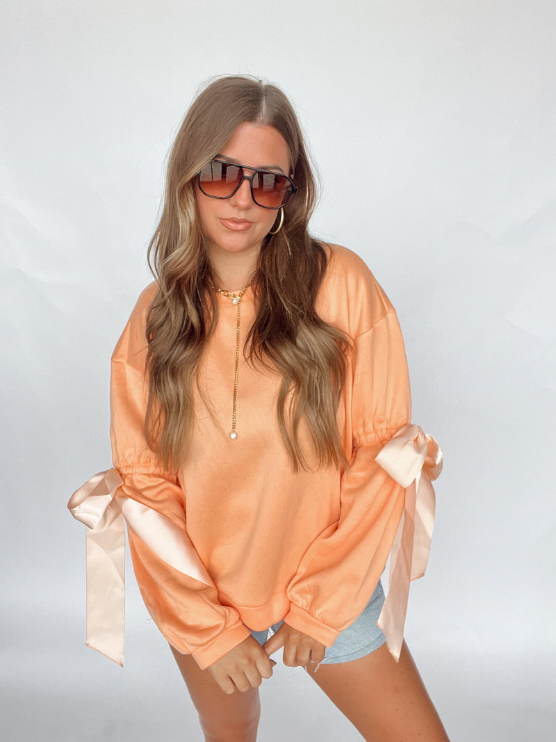 Apricot Bow Sweatshirt