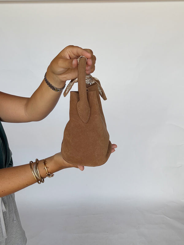 Small Suede Bucket Bag | Brown