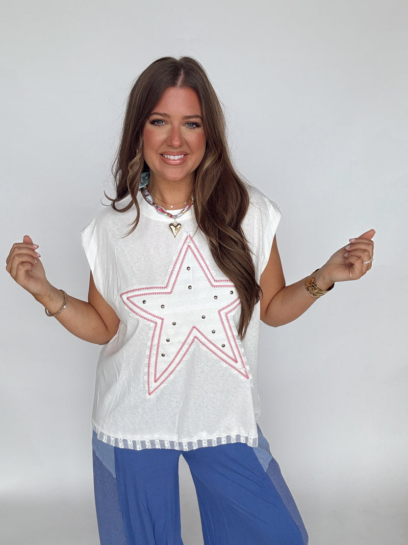 Star Lace Muscle Tee