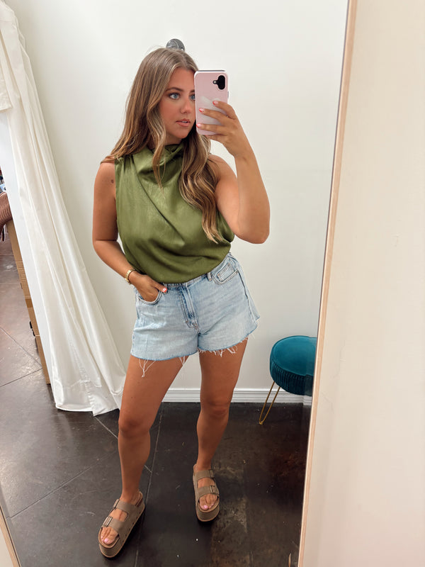Olive Silk Tank