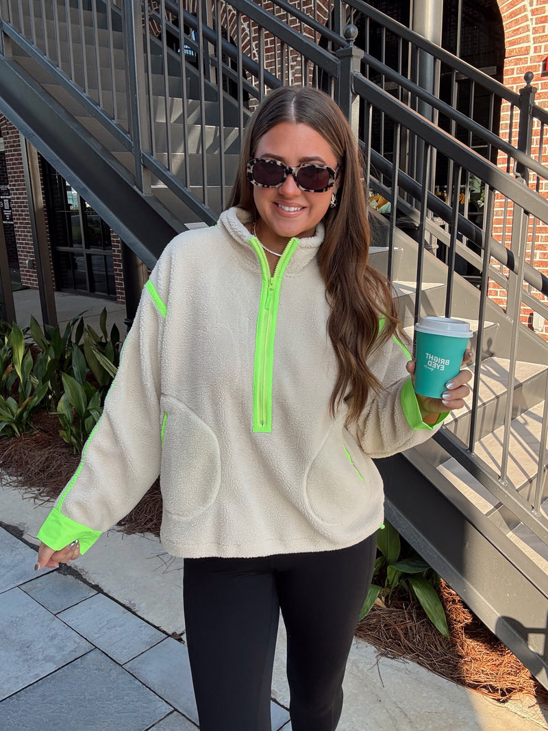 Lime/Oatmeal Half Zip