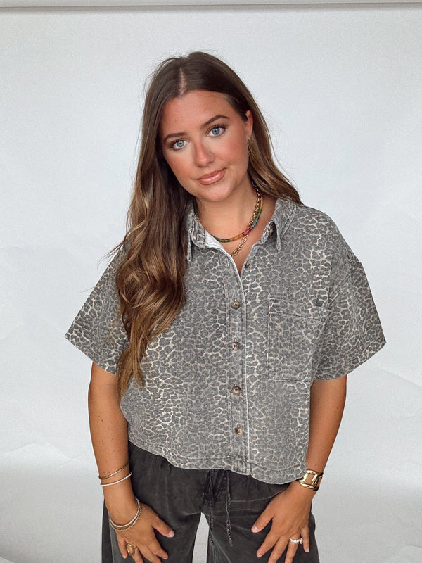 Leopard Boxy Button Up