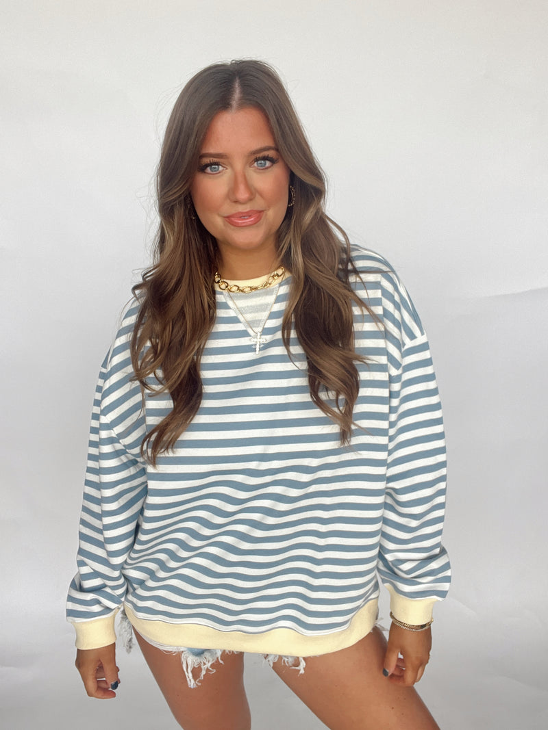 Striped Henley Sweatshirt