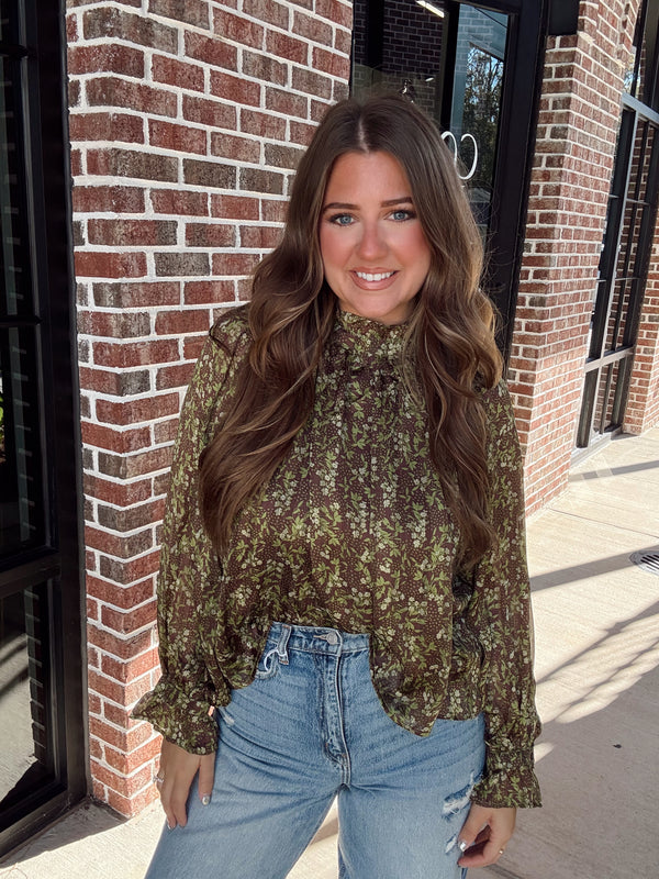 Brown Sage Flutter Top