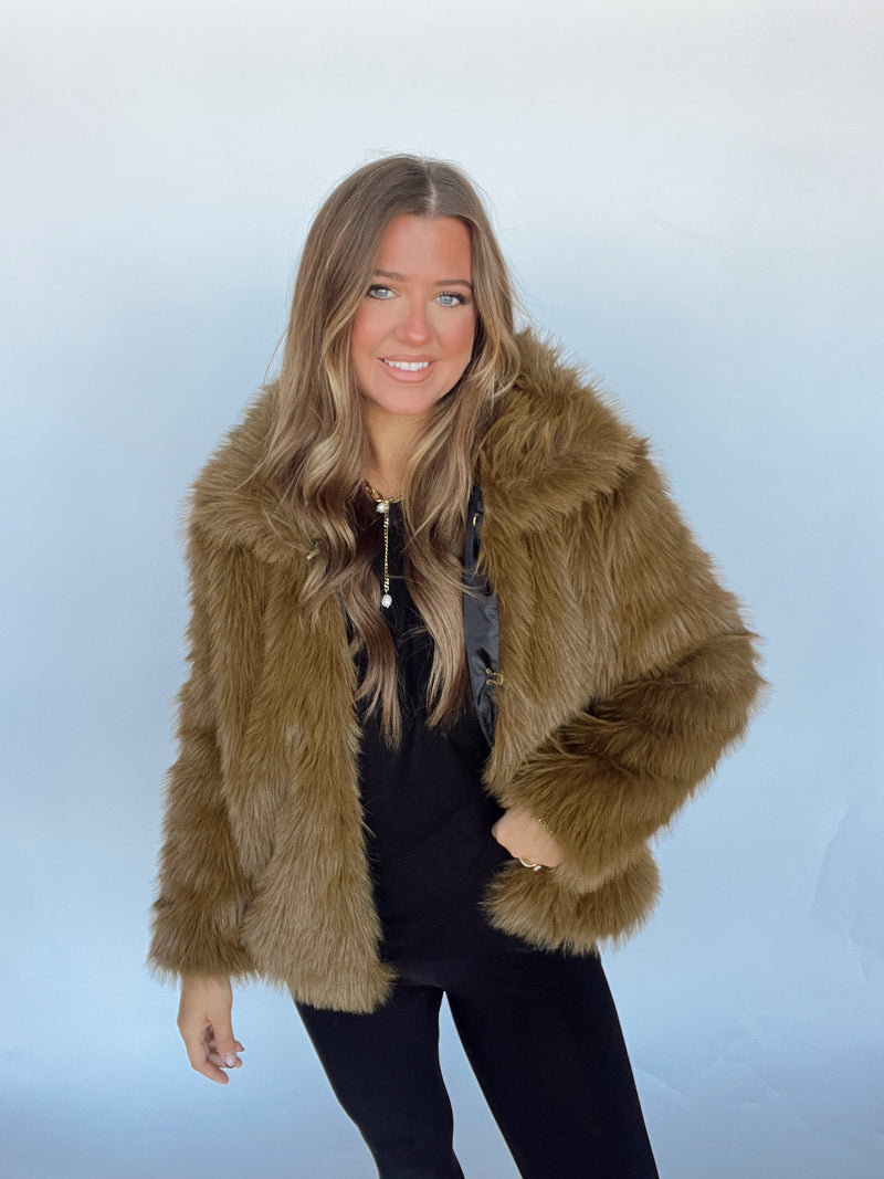 Olive Faux Fur Coat