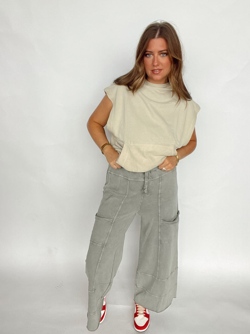 Ash Grey Flowy Pant