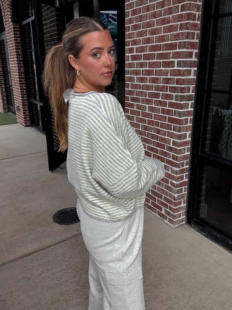 Callie Striped Cardigan | Muted Yellow