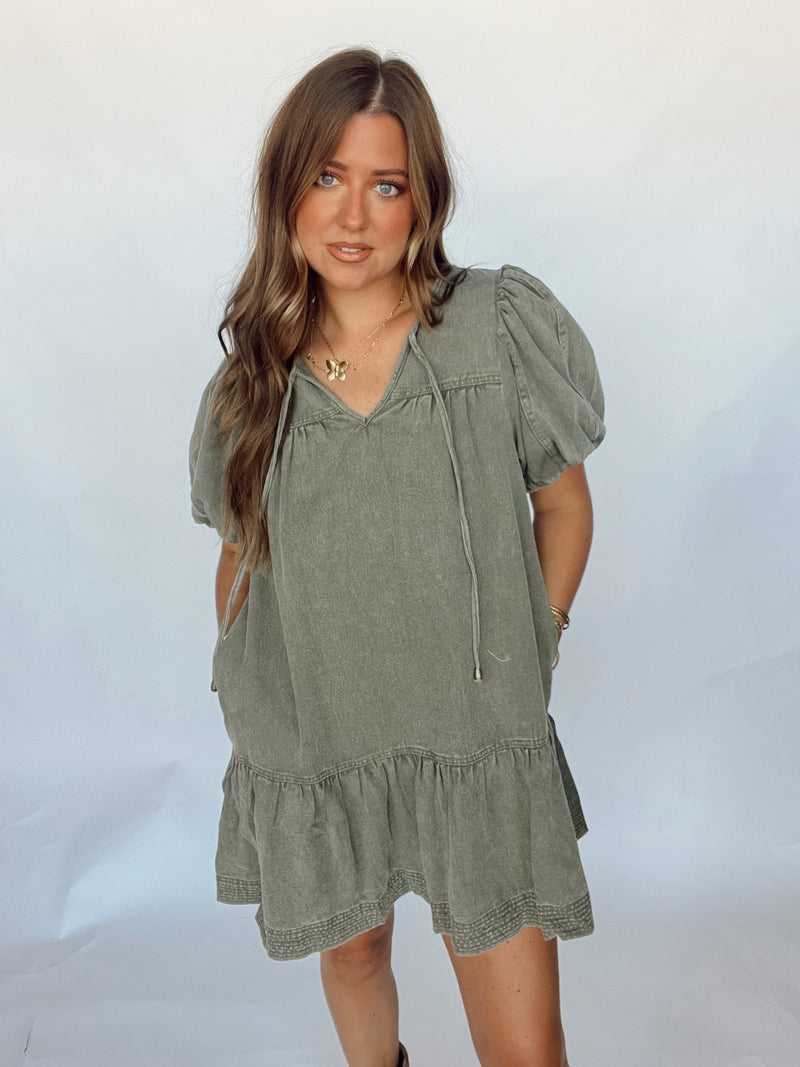 Olive Babydoll Dress