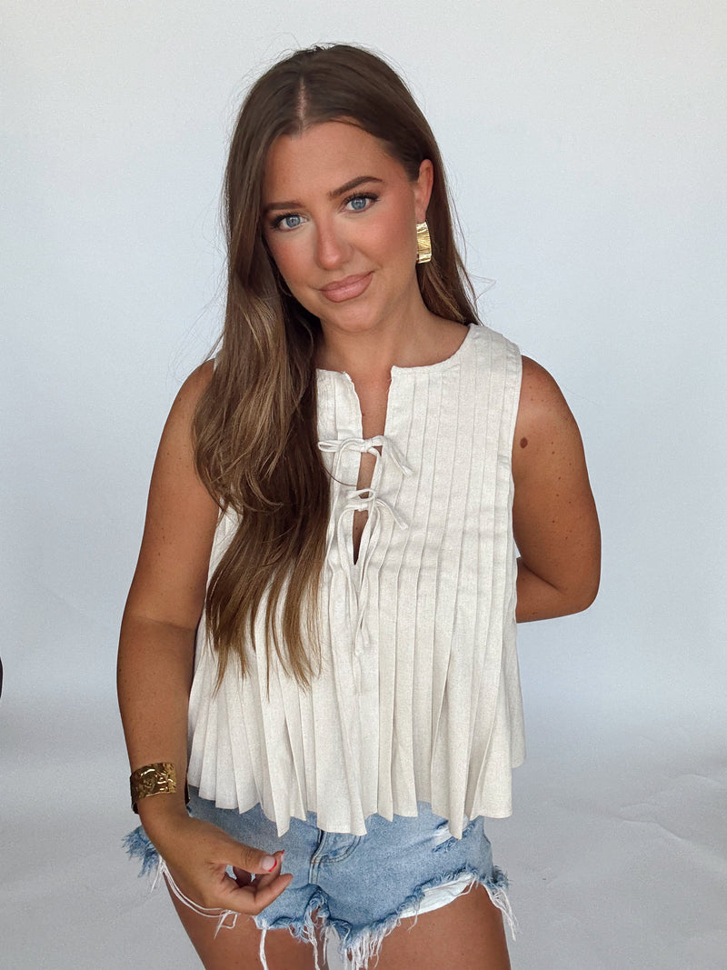 Oatmeal Pleated Tank