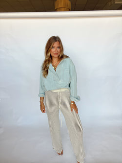 Striped Banded Pant | WHITE