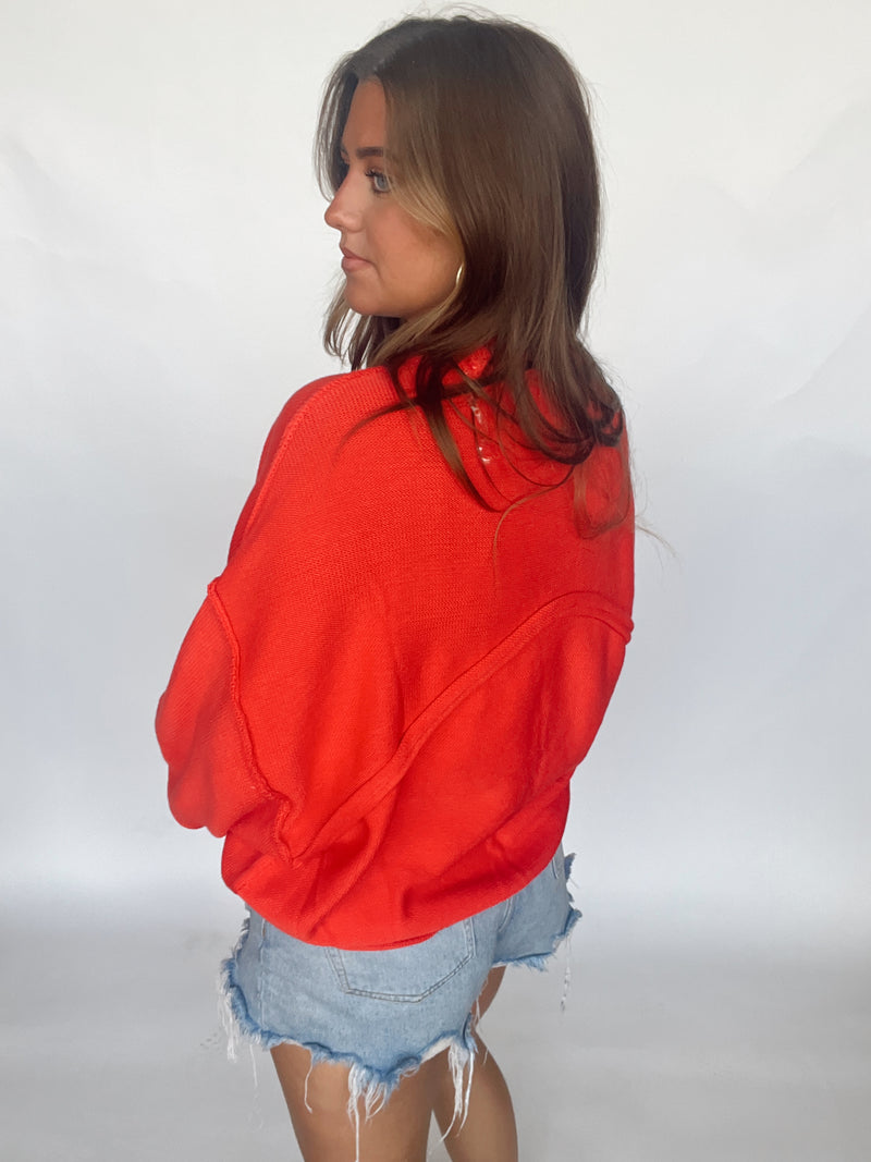 Candy Apple Rolled Hem Sweater