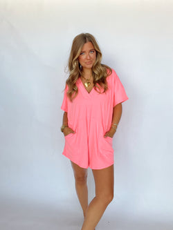 Neon Pink T Shirt Romper