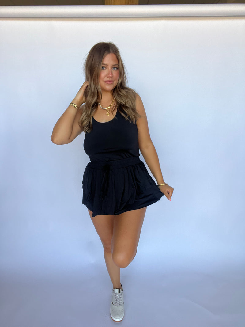 The Rebecca Active Romper Dress | BLACK