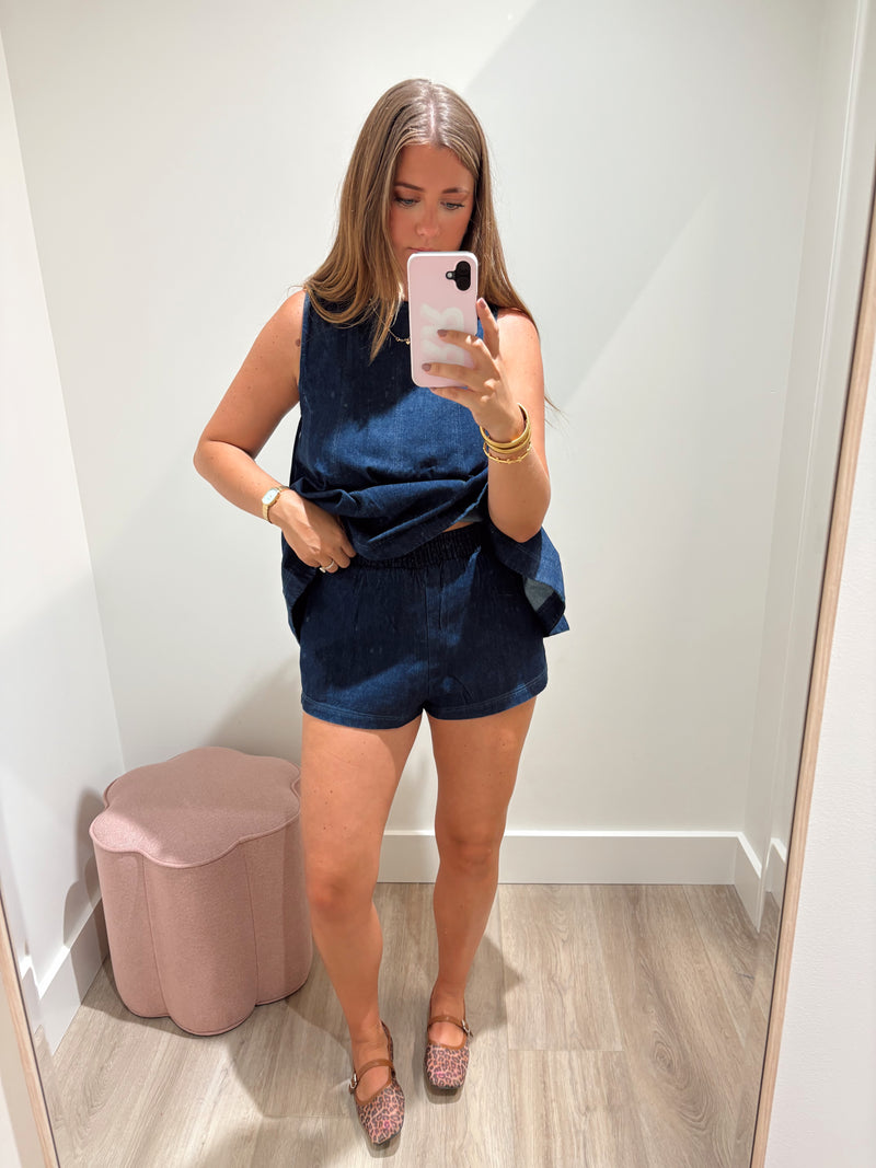 Denim Longline Short Set