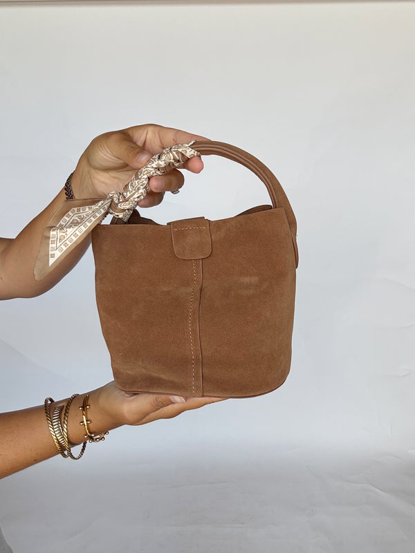 Small Suede Bucket Bag | Brown